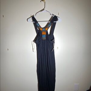 Romeo & Juliet Couture Blue and Gold Backless Sundress